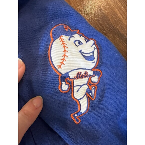 Vintage Majestic NY Mets Mens Size Med/Large Cooperstown Hoodie Mr Met Patch - Picture 4 of 7